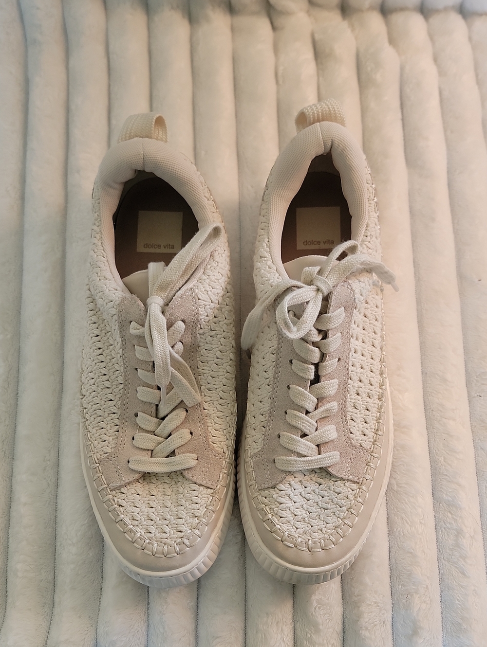 Dolce Vita Cream Knit Lace-Up Women's Sneakers